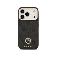 guess funda para iphone 17 pro  carcasa de polipiel negra con logo 4g de strass y magsafe diseno elegante y ajuste preciso