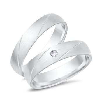 Alianzas 8 quilates oro blanco con diamante