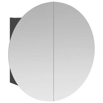 Armario De Baño Con Espejo Redondo Y Led Gris 54x54x17,5 Cm Vidaxl
