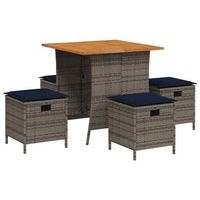 set comedor de jardin 5 uds con cojines ratan sintetico gris cfw962244