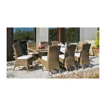 Conjunto De Mesa Y 8 Sillas Con Cojines Para Jardín