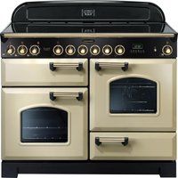 rangemaster classic deluxe 110 electric ceramic range cooker - cream  brass cream