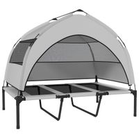 pawhut cama para perros con cubierta de 3 lados removible en poliester y acero 106x76x94 cm gris claro y negro