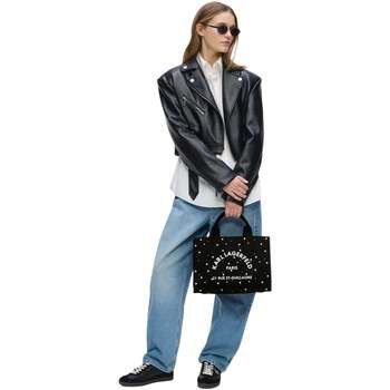 Karl Lagerfeld Bolsa Bolso tote cuadrado con perlas, algodón negro para mujer