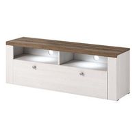 mueble de tv 140cm coleccion santiago color blanco efecto madera y roble 1 puerta
