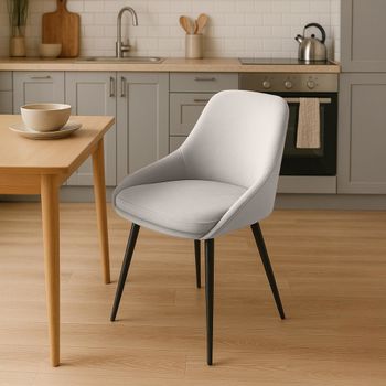 Silla de comedor con reposapiés en terciopelo gris