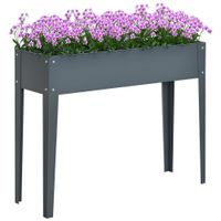 outsunny jardinera elevada de madera 100x30x80 cm cama de cultivo rectangular para plantas verduras flores con drenaje   aosom espana