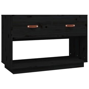 Mueble De Tv Madera Maciza De Pino Negro 90x40x60 Cm Vidaxl