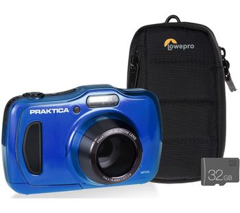 PRAKTICA Luxmedia WP240-BL Compact Camera with Case & SD Card - Blue, Blue