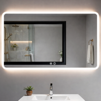 Espejo Rectangular Con Luz Led 70cmx50cm - Función Antivaho - 3 Colores De Luz Y Brillo Regulable Con Memoria