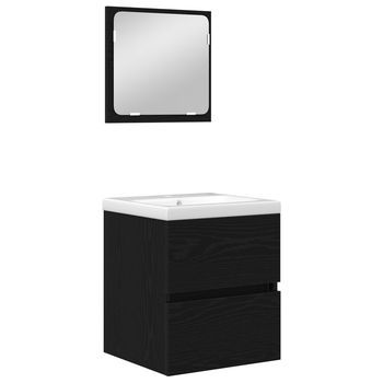 Juego De Muebles De Baño 2 Uds. Roble Negro Y 42 X 39 X 45 Cm Vidaxl