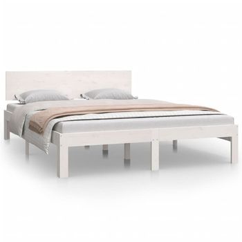 Estructura De Cama Sin Colchón Madera Pino Blanco 140x200 Cm Vidaxl
