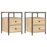 pack 2 uds mesitas noche  mesa auxiliar  mesilla madera ingenieria roble sonoma 44x45x60 cm