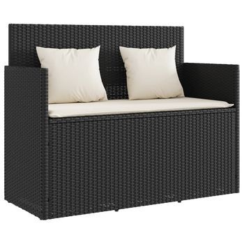 Banco De Jardín | Banco De Exterior | Silla De Jardín Con Cojines Ratán Sintético Negro