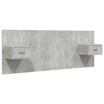 Cabecero De Cama Con Mesitas Madera Contrachapada Gris Hormigón Vidaxl