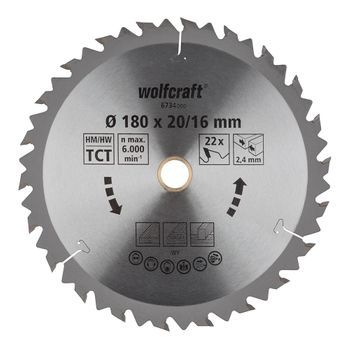 Disco De Sierra Circular Ct, 22 Dientes Ø180mm 6734000 Wolfcraft