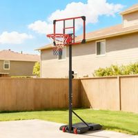 canasta baloncesto sportnow pc hdpe acero 75x56x210-240cm rojo