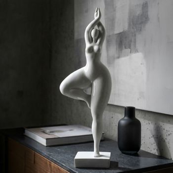 Estatuilla de mujer de resina blanca 16x9x45,8 cm