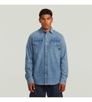 g-star para hombre d29312-d252-h090 camisa marine denim slim azul m casual algodon manga larga