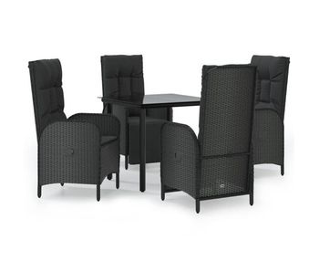 Set de muebles jardín 5 pzas con cojines ratán sintético negro