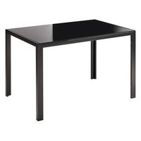 mesa de comedor tapa de vidrio templado negro 120 x 80 cm patas rectas de metal rectangular moderna lavos