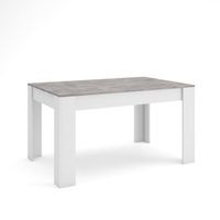 mesa comedor  mesa fija cocina y salon  140x90x76 cm  para 6 comensales  muebles comedor  estilo moderno  cemento y blanco