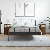 juego de 2 mesitas de noche - mueble de dormitorio - madera y hierro - marron roble 30x60x60cm
