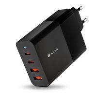 ngs bud 100w cargador de pared con 2x salidas usb-c pd y pps y 2x salidas usb-a qc 30 negro