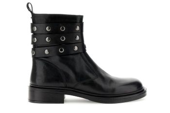botines de piel con tres tiras decorativas black