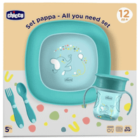 chicco set de alimentacion azul 12m