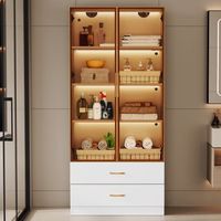 armario de bano - mueble de almacenamiento - mdf y vidrio - blanco 75x345x170cm