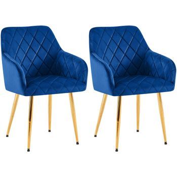 Lote De 2 Sillas De Comedor Monett Terciopelo Azul Oscuro 61x53x83 Cm Clp