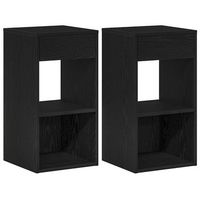mesillas de noche con cajon 2 unidades roble negro 35x34x665 cm