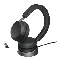 auriculares jabra evolve2 75 inalambricos bluetooth con cancelacion de ruido para oficina con microfono y estacion de carga negros