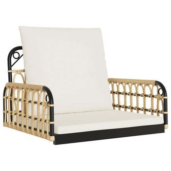 Silla Columpio Con Cojines Ratán Sintético Y Acero 63x58x39 Cm