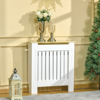 Cubierta Del Radiador De Mdf Homcom 78x19x83 Cm-blanco