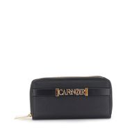 cartera grande con doble cremallera y efecto piel granulada black