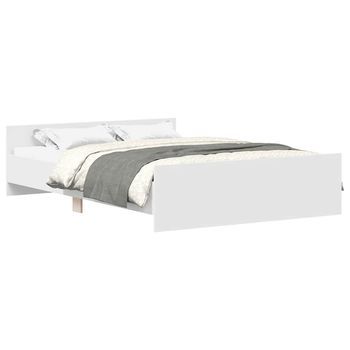Cama Doble | Cama Para Adultos | Estructura De Cama Con Cabecero Y Piecero Blanco 140x190 Cm