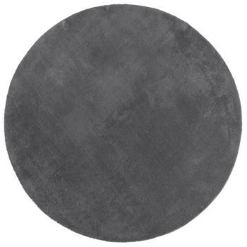 Alfombra De Pelo Corto Suave Lavable Huarte Antracita Ø 160 Cm Vidaxl