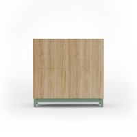 zapatero de melamina roble dorado patas verde 90x90x27 cm