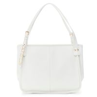 bolso shopping suave de material granate con bandolera y detalle de letras white