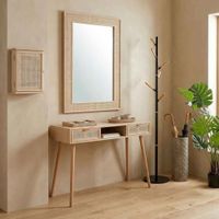 caja de llaves de madera y rejilla marron 24x75x30h cm