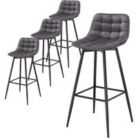 juego de 4 taburetes de bar con terciopelo  metaltaburetes de bistro con reposapies43 x 355 x 88 cmgris oscurowoltu