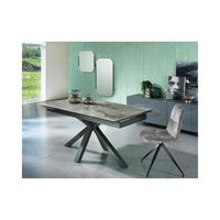 mesa extensible de 160cm a 240cm moderna encimera de ceramica sobre cristal templado marmol antracita