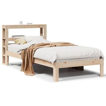 Cama Para Adulto | Cama Individual | Estructura De Cama Con Cabecero Madera Maciza De Pino 90x200 Cm
