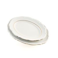 rhein juego de 2 fuentes ovaladas para servir porcelana blanca con borde dorado - 33x22 cm para sushi entradas canapes o postres - elegantes para buffet eventos y fiestas