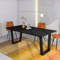 mesa comedor efecto madera negro 194x90x74cm