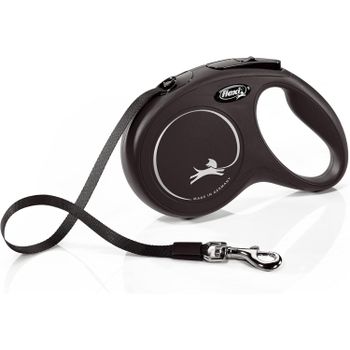 Correa Flexi New Classic M Cinta 5M NEGRO - Para Perros de Hasta 25 Kg