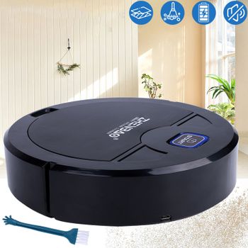 Robot Aspirador Inteligente 3 en 1, Robot Aspirador con Carga USB, Máquina de Barrido Automática para Hogares y Apartamentos, para Alfombras, Pisos y Mármol (Negro)