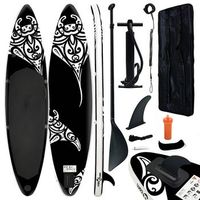 juego de tabla de paddle surf inflable negra 305x76x15 cm vidaxl